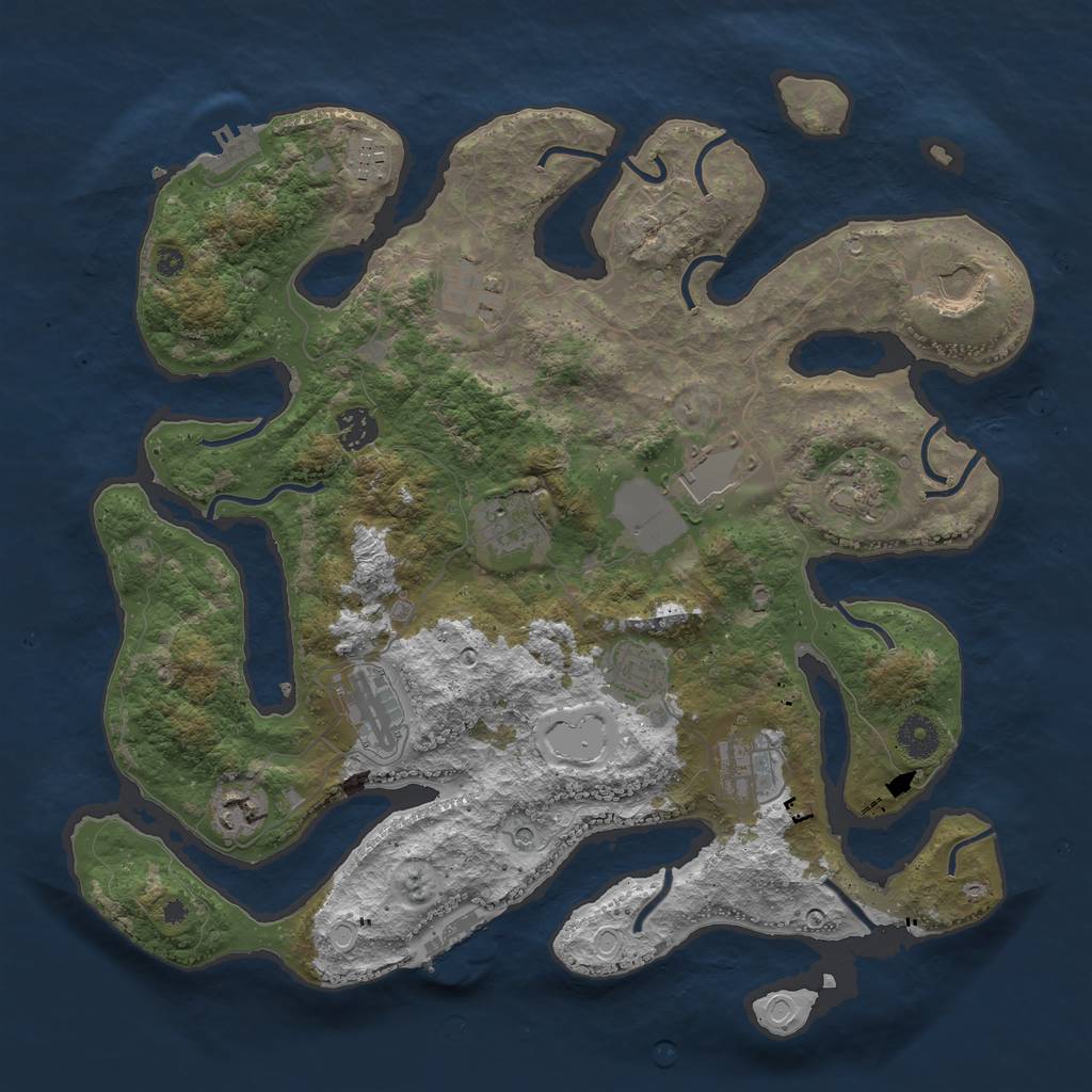 Rust Map: Procedural Map, Size: 3850, Seed: 1165749478, 22 Monuments