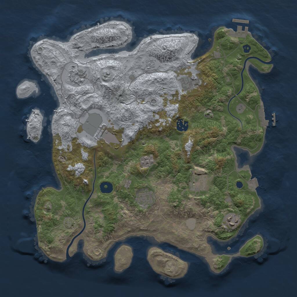 Rust Map: Procedural Map, Size: 3600, Seed: 175750226, 14 Monuments