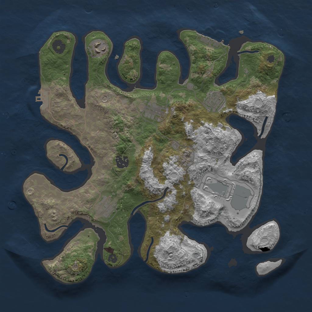 Rust Map: Procedural Map, Size: 3500, Seed: 1243417548, 17 Monuments