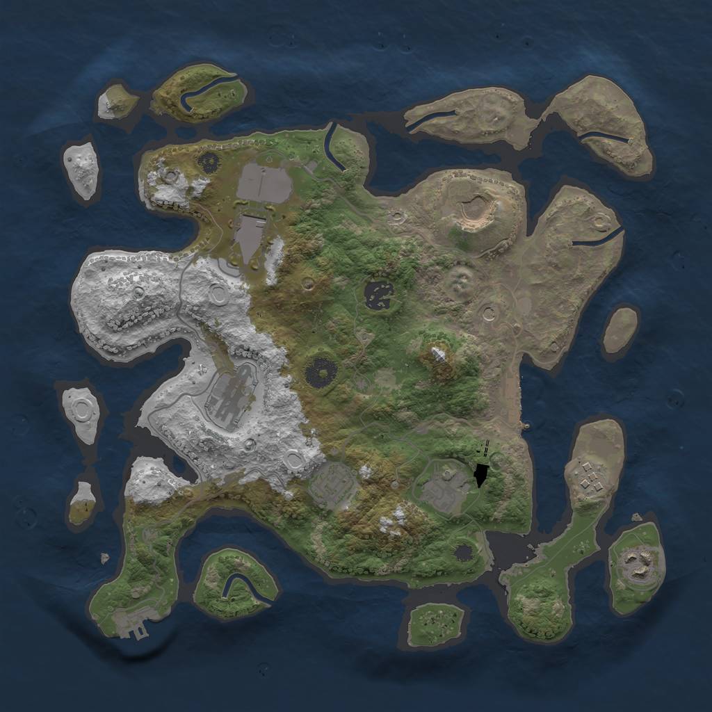 Rust Map: Procedural Map, Size: 3500, Seed: 65446, 19 Monuments