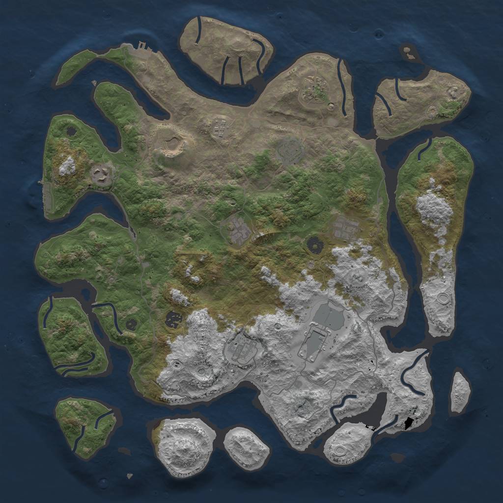 Rust Map: Procedural Map, Size: 4500, Seed: 84443051, 21 Monuments