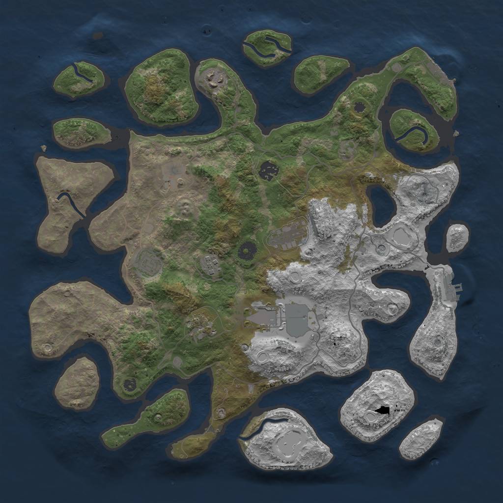 Rust Map: Procedural Map, Size: 4000, Seed: 104236259, 19 Monuments