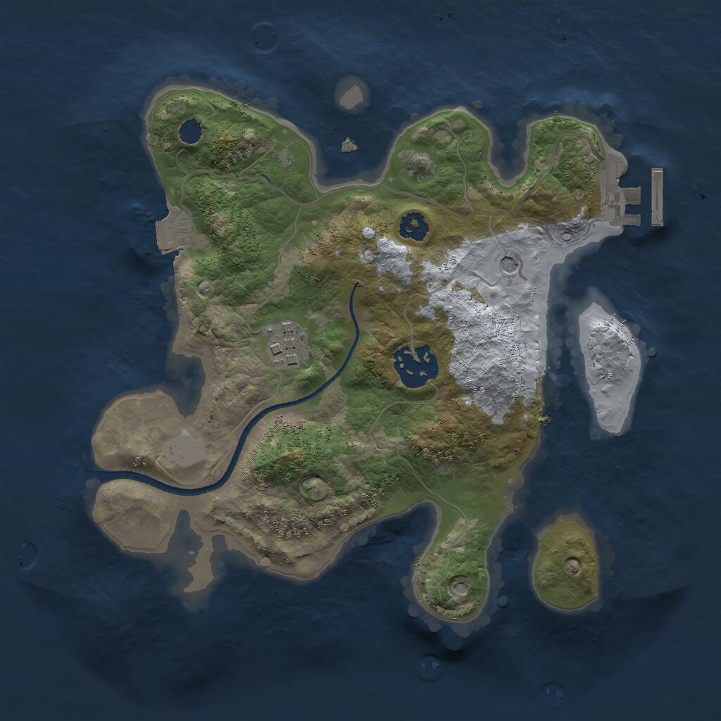 Rust Map: Procedural Map, Size: 2500, Seed: 1375, 5 Monuments
