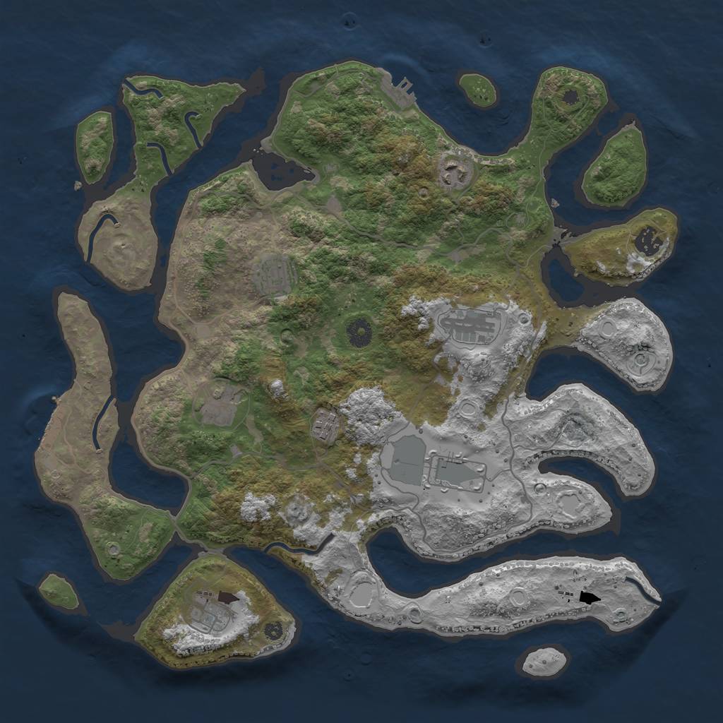 Rust Map: Procedural Map, Size: 4000, Seed: 69816492, 19 Monuments