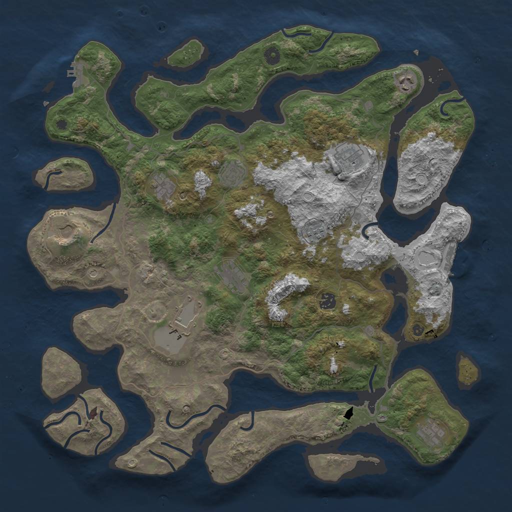 Rust Map: Procedural Map, Size: 4500, Seed: 135156, 21 Monuments