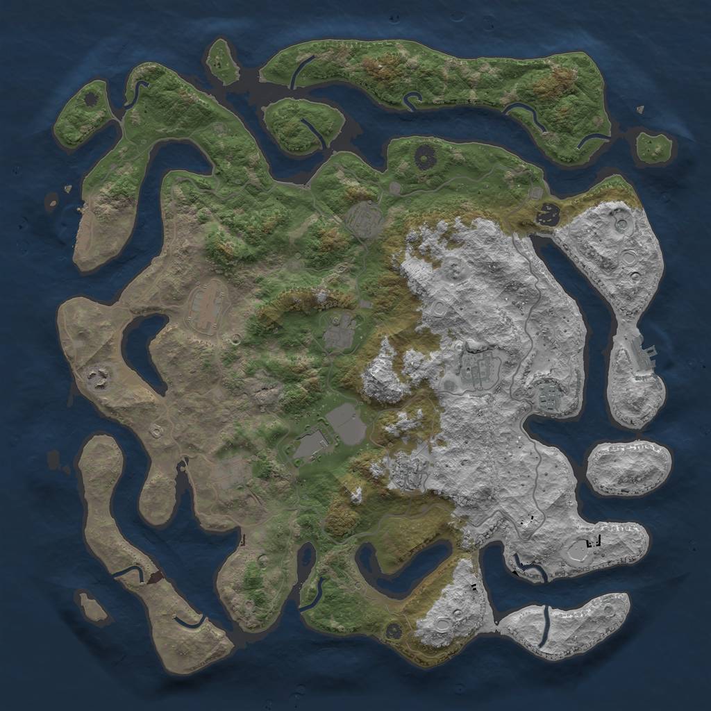 Rust Map: Procedural Map, Size: 4500, Seed: 864635, 21 Monuments