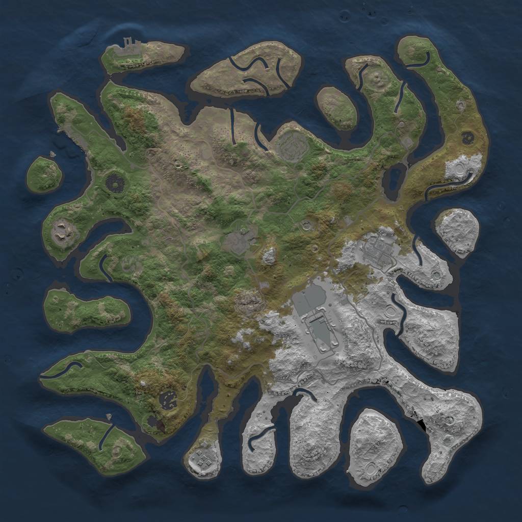 Rust Map: Procedural Map, Size: 4100, Seed: 389561854, 18 Monuments