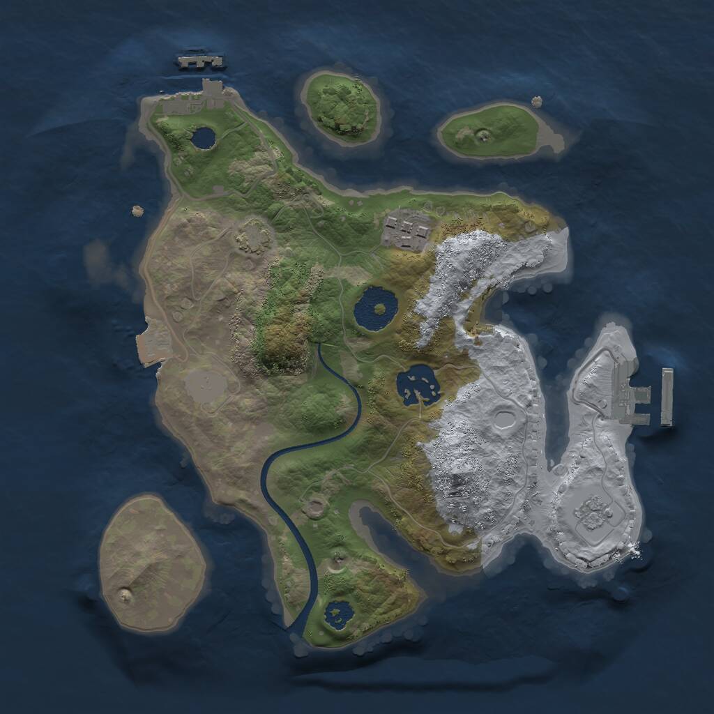 Rust Map: Procedural Map, Size: 2500, Seed: 864635, 7 Monuments