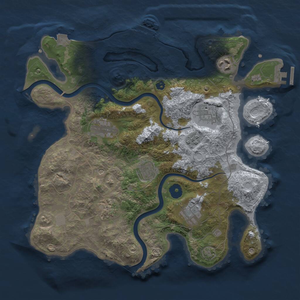 Rust Map: Procedural Map, Size: 3300, Seed: 577414, 12 Monuments