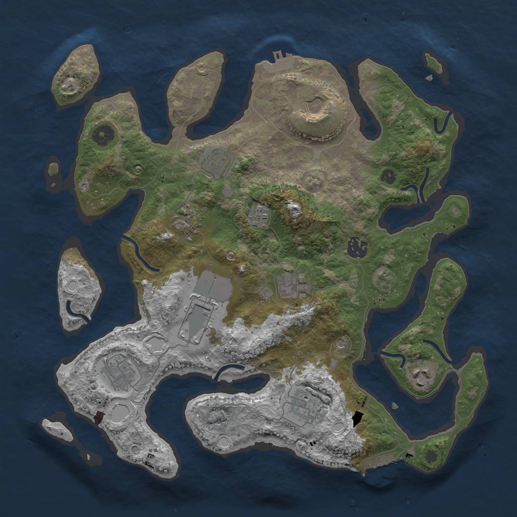 Rust Map: Procedural Map, Size: 3685, Seed: 21563151, 21 Monuments