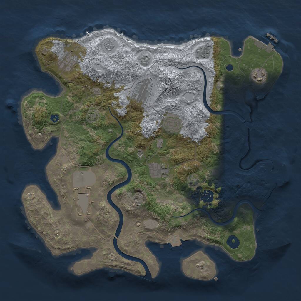 Rust Map: Procedural Map, Size: 3500, Seed: 1243636773, 14 Monuments