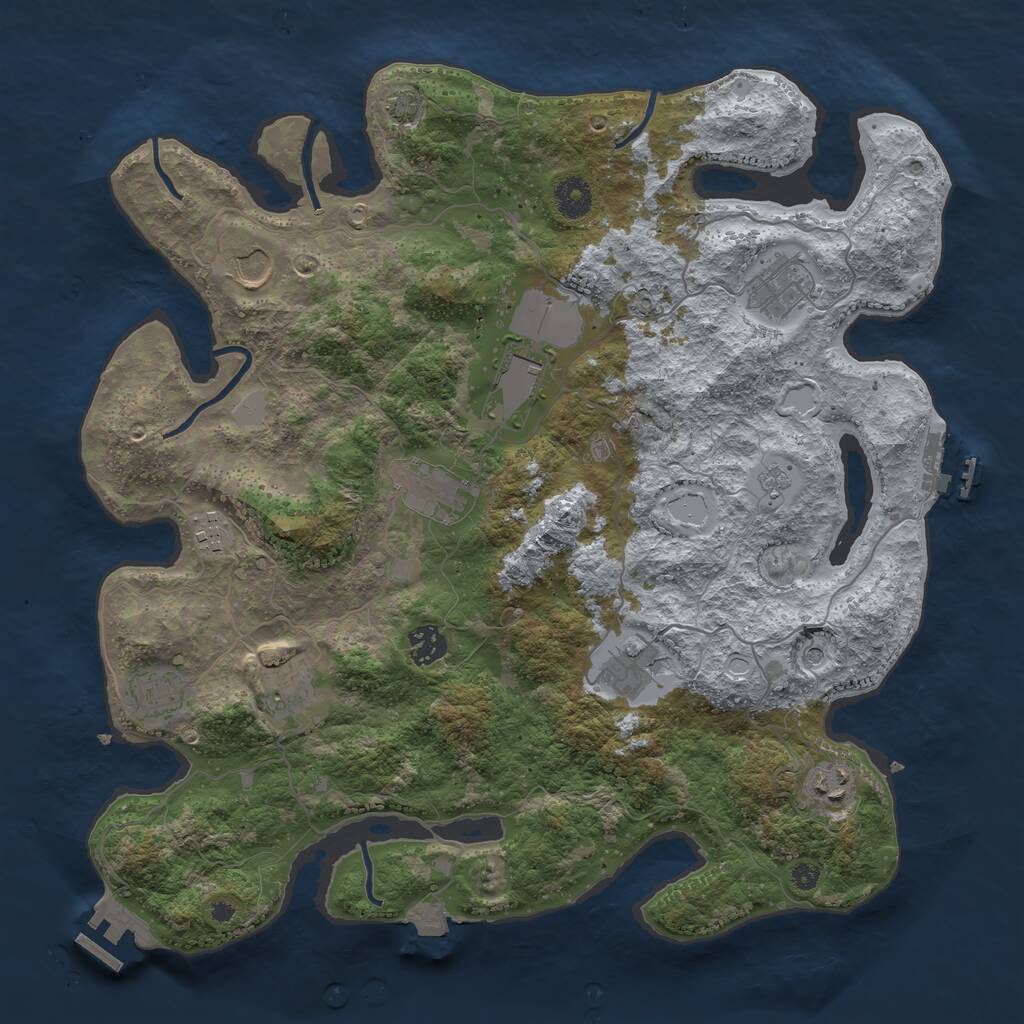 Rust Map: Procedural Map, Size: 3850, Seed: 1982684908, 16 Monuments