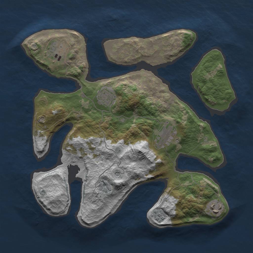 Rust Map: Barren, Size: 3000, Seed: 33, 8 Monuments