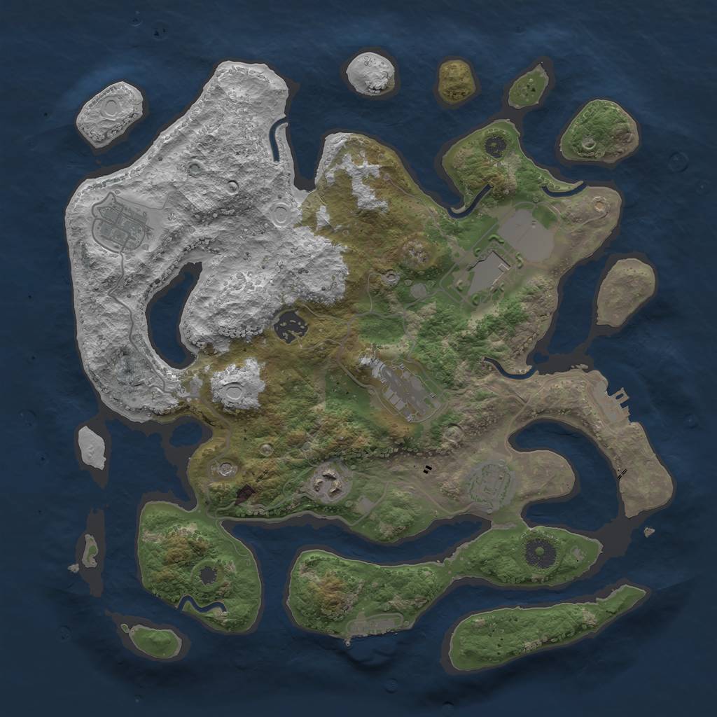 Rust Map: Procedural Map, Size: 3500, Seed: 544443, 17 Monuments