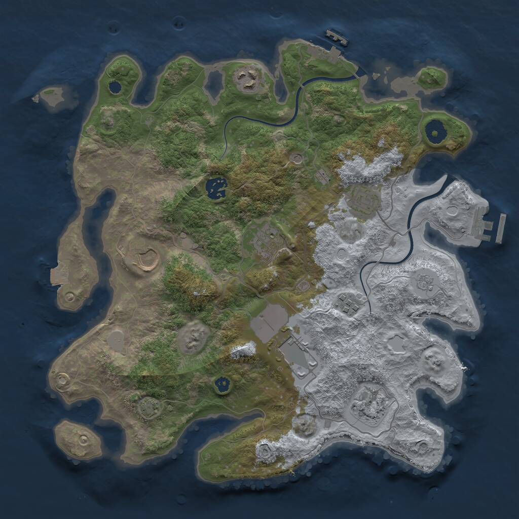 Rust Map: Procedural Map, Size: 3500, Seed: 3452125, 14 Monuments