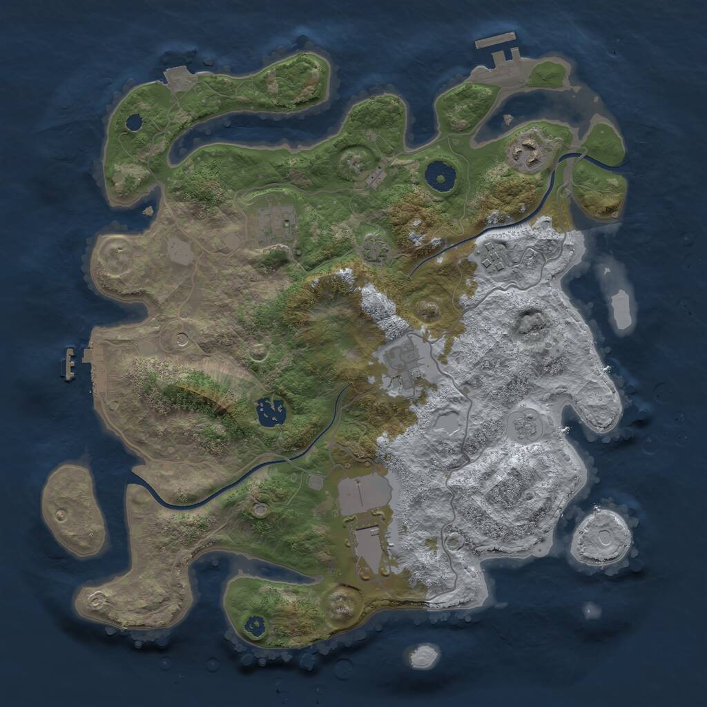 Rust Map: Procedural Map, Size: 3500, Seed: 653978375, 12 Monuments