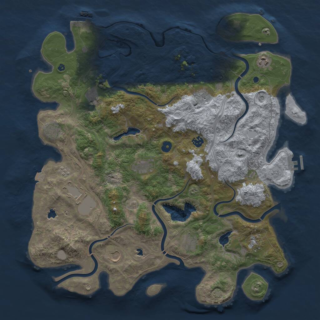 Rust Map: Procedural Map, Size: 4500, Seed: 827344262, 17 Monuments