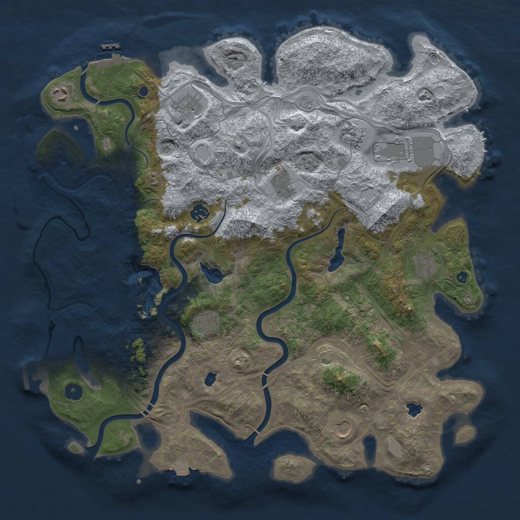 Rust Map: Procedural Map, Size: 4500, Seed: 145750999, 16 Monuments