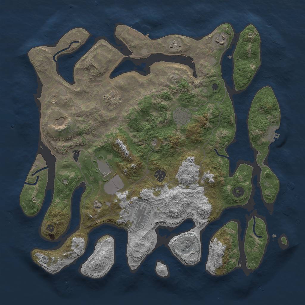 Rust Map: Procedural Map, Size: 4000, Seed: 9001, 19 Monuments