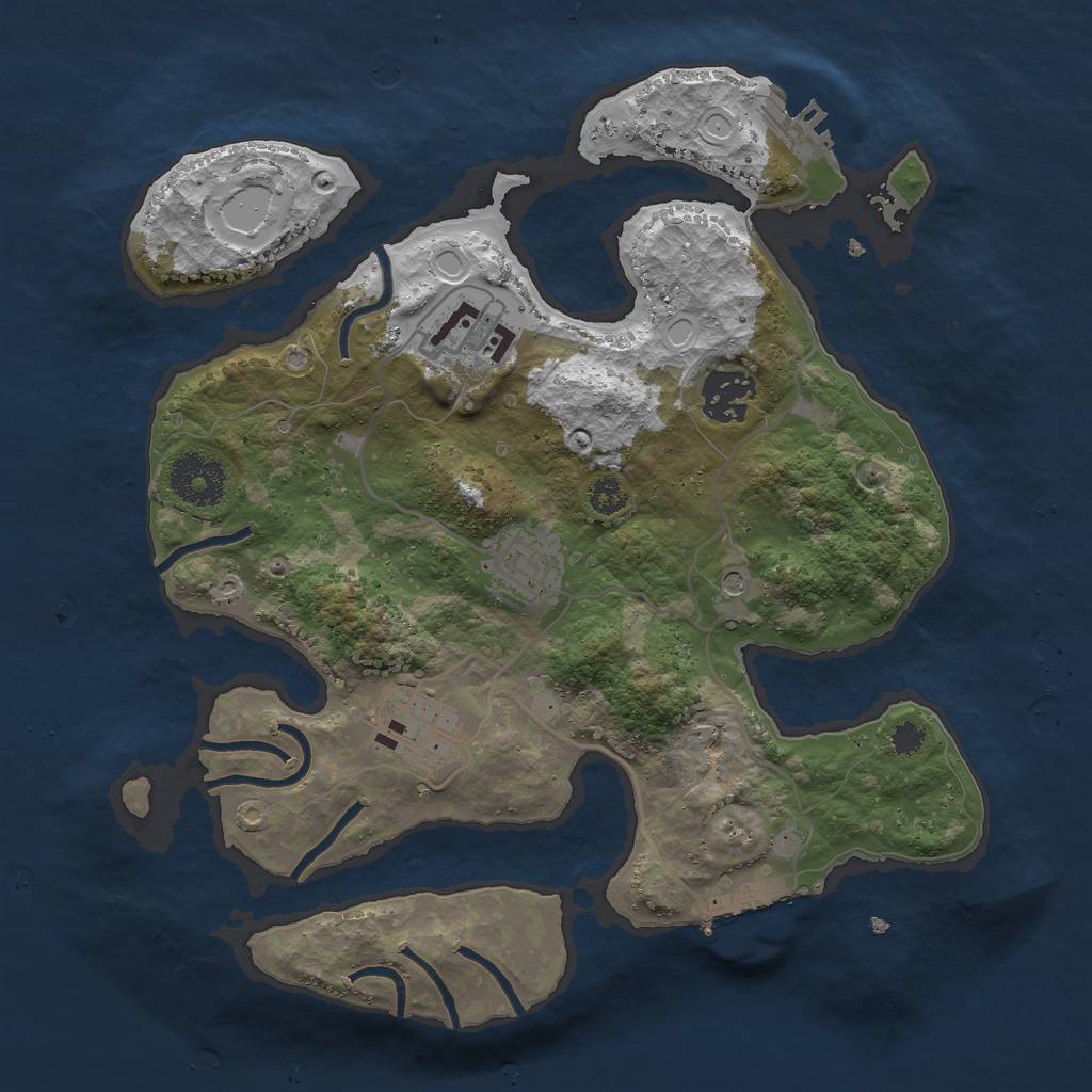 Rust Map: Procedural Map, Size: 3000, Seed: 2108412285, 15 Monuments