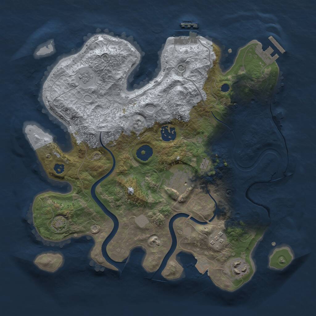 Rust Map: Procedural Map, Size: 3000, Seed: 3499205, 10 Monuments
