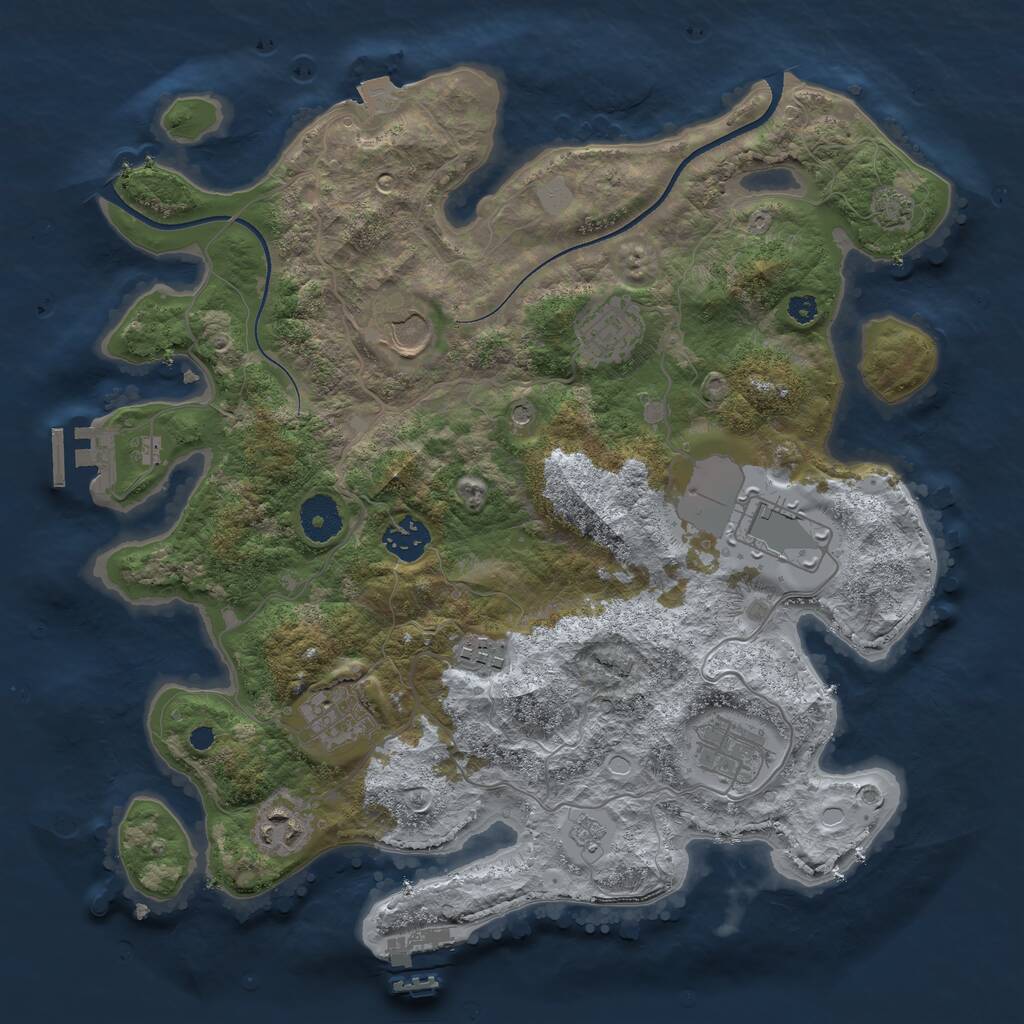 Rust Map: Procedural Map, Size: 3500, Seed: 584730073, 14 Monuments