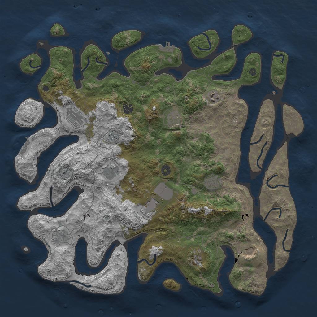 Rust Map: Procedural Map, Size: 4500, Seed: 534253523, 22 Monuments