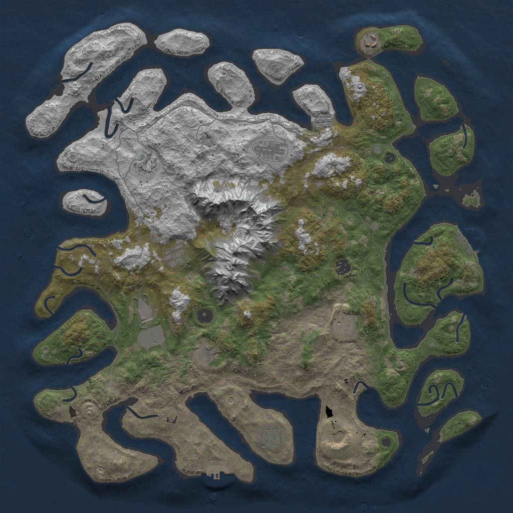 Rust Map: Procedural Map, Size: 5000, Seed: 390123, 22 Monuments