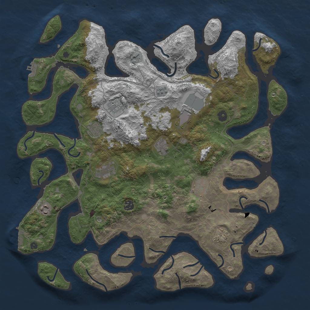 Rust Map: Procedural Map, Size: 4500, Seed: 78962345, 21 Monuments
