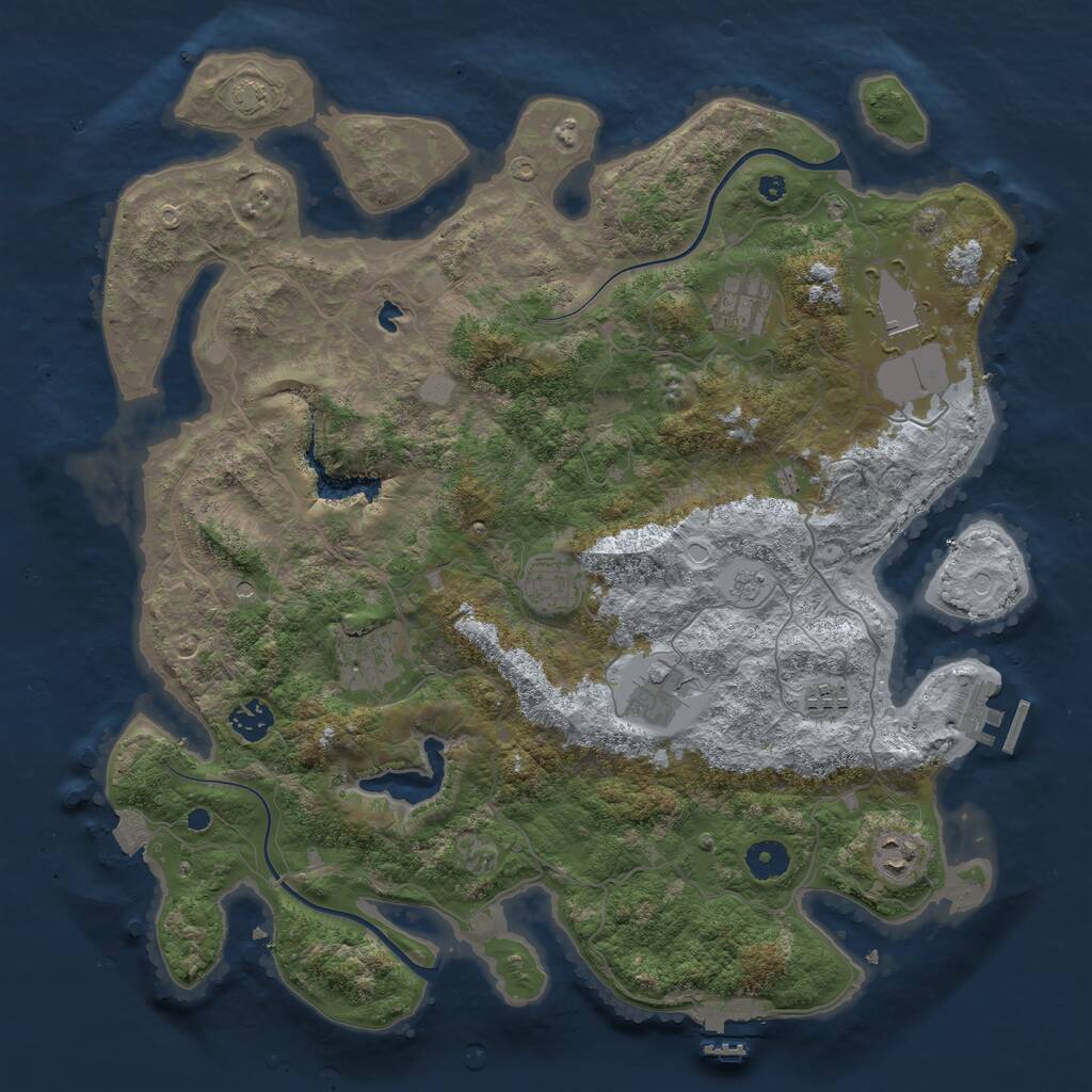 Rust Map: Procedural Map, Size: 4000, Seed: 634555, 14 Monuments
