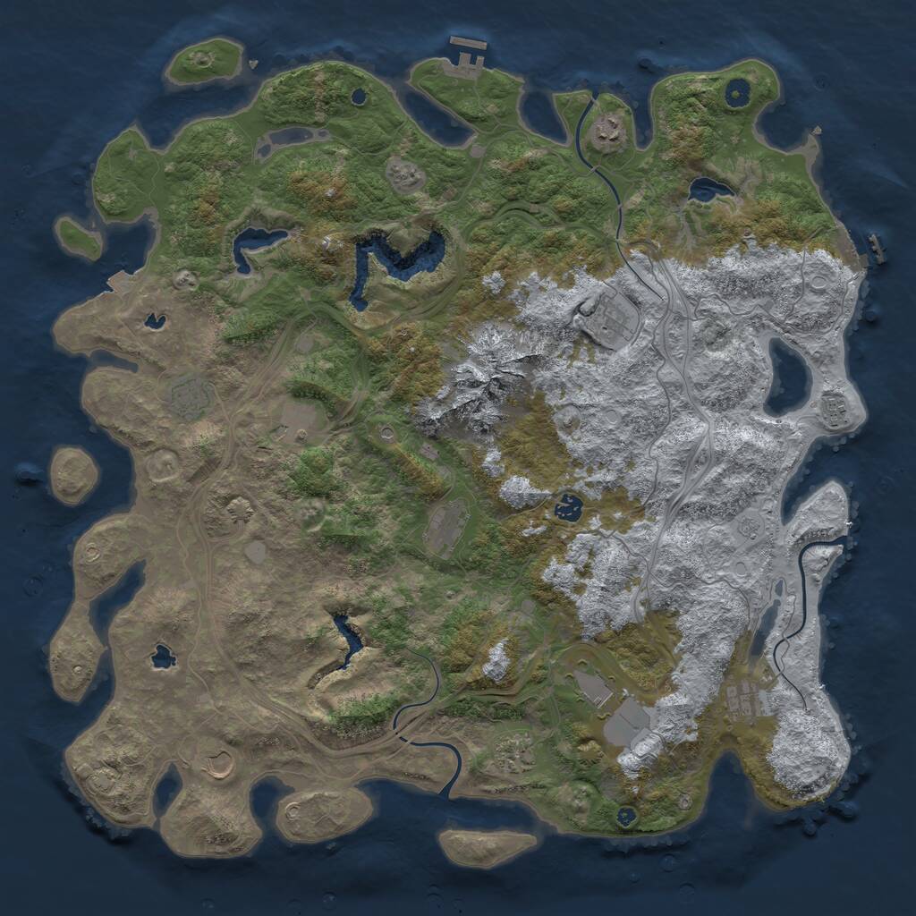 Rust Map: Procedural Map, Size: 5000, Seed: 9696, 17 Monuments