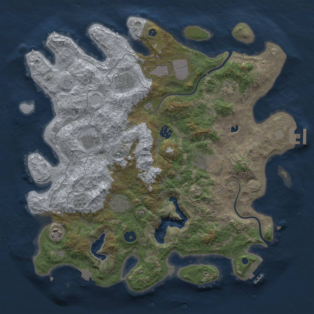 Rust Map: Procedural Map, Size: 4000, Seed: 614574, 15 Monuments
