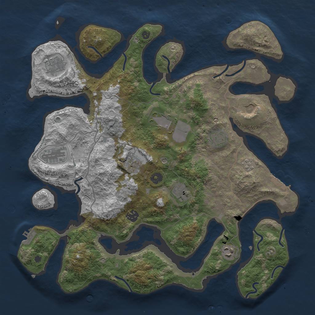Rust Map: Procedural Map, Size: 4000, Seed: 678345, 21 Monuments
