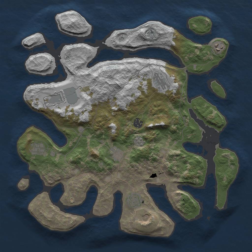Rust Map: Barren, Size: 4000, Seed: 8752, 12 Monuments