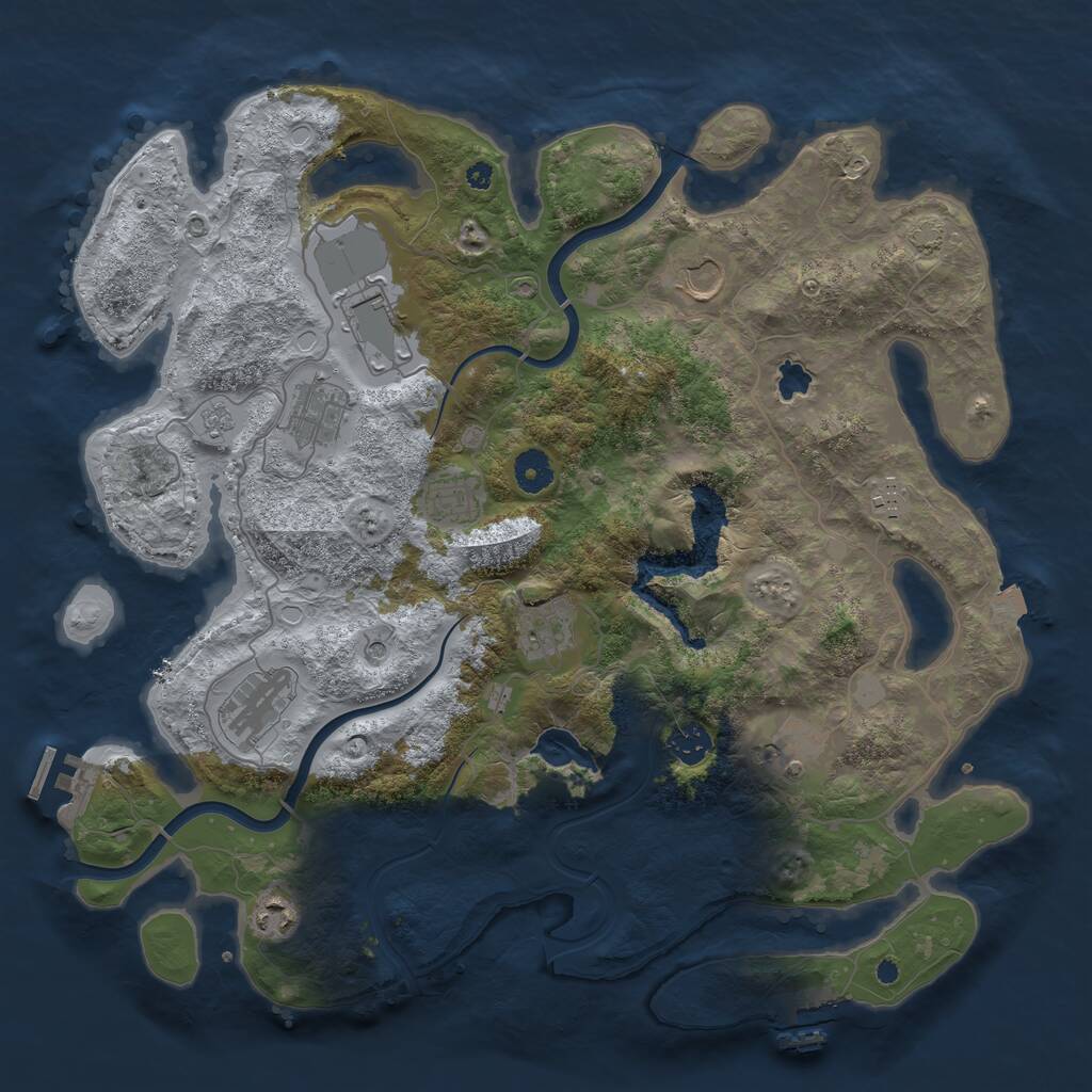 Rust Map: Procedural Map, Size: 4000, Seed: 5747, 16 Monuments