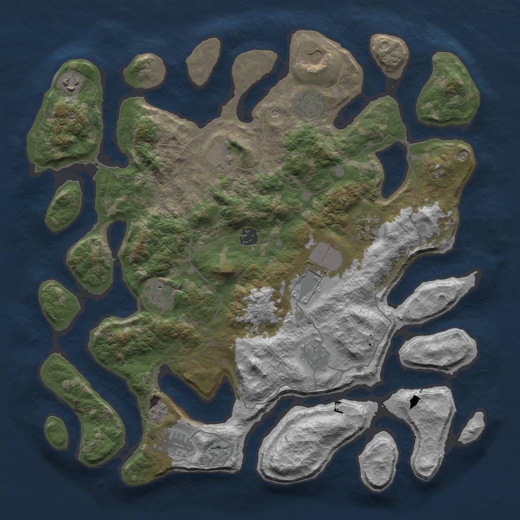 Rust Map: Barren, Size: 4300, Seed: 2588, 14 Monuments