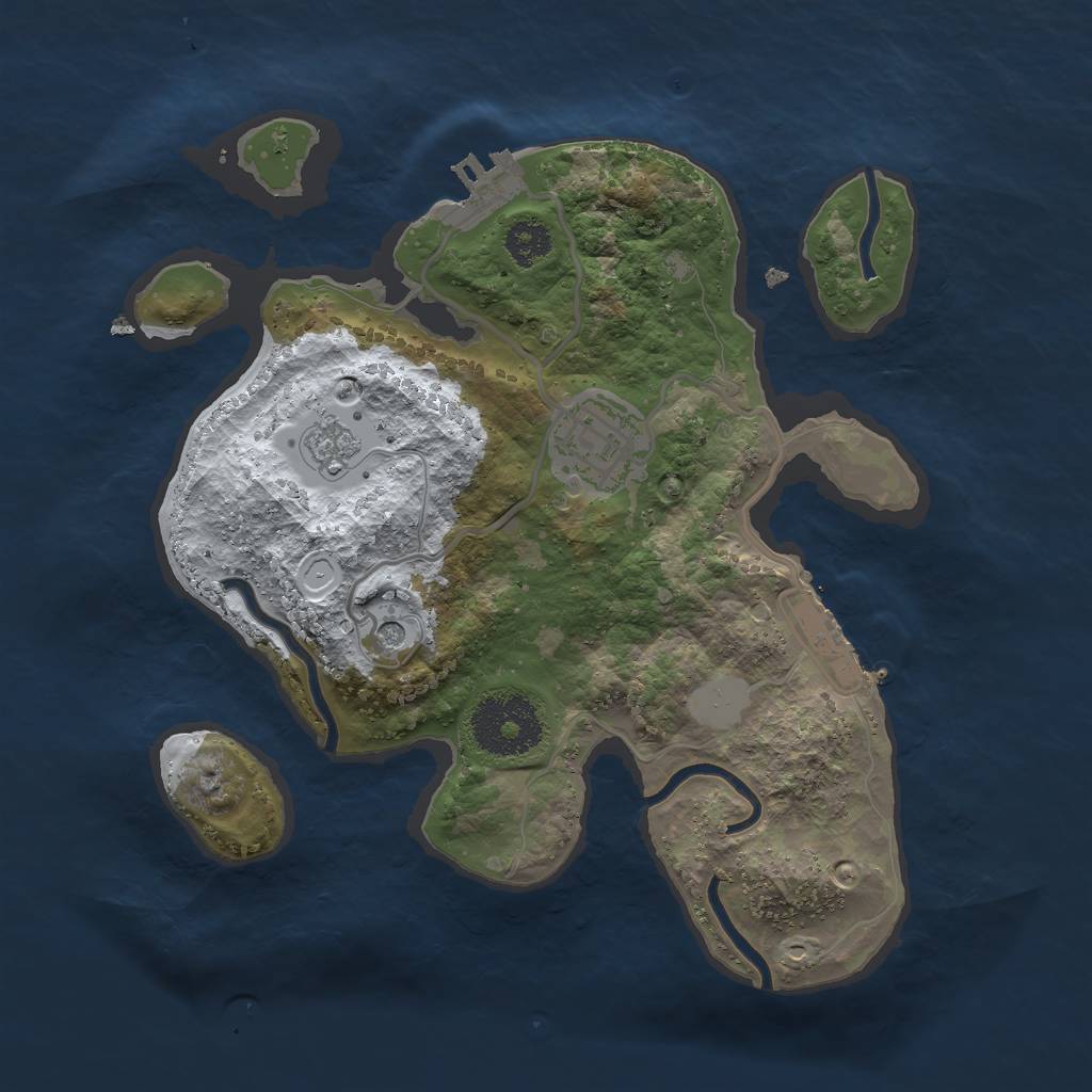 Rust Map: Procedural Map, Size: 2500, Seed: 24405435, 10 Monuments