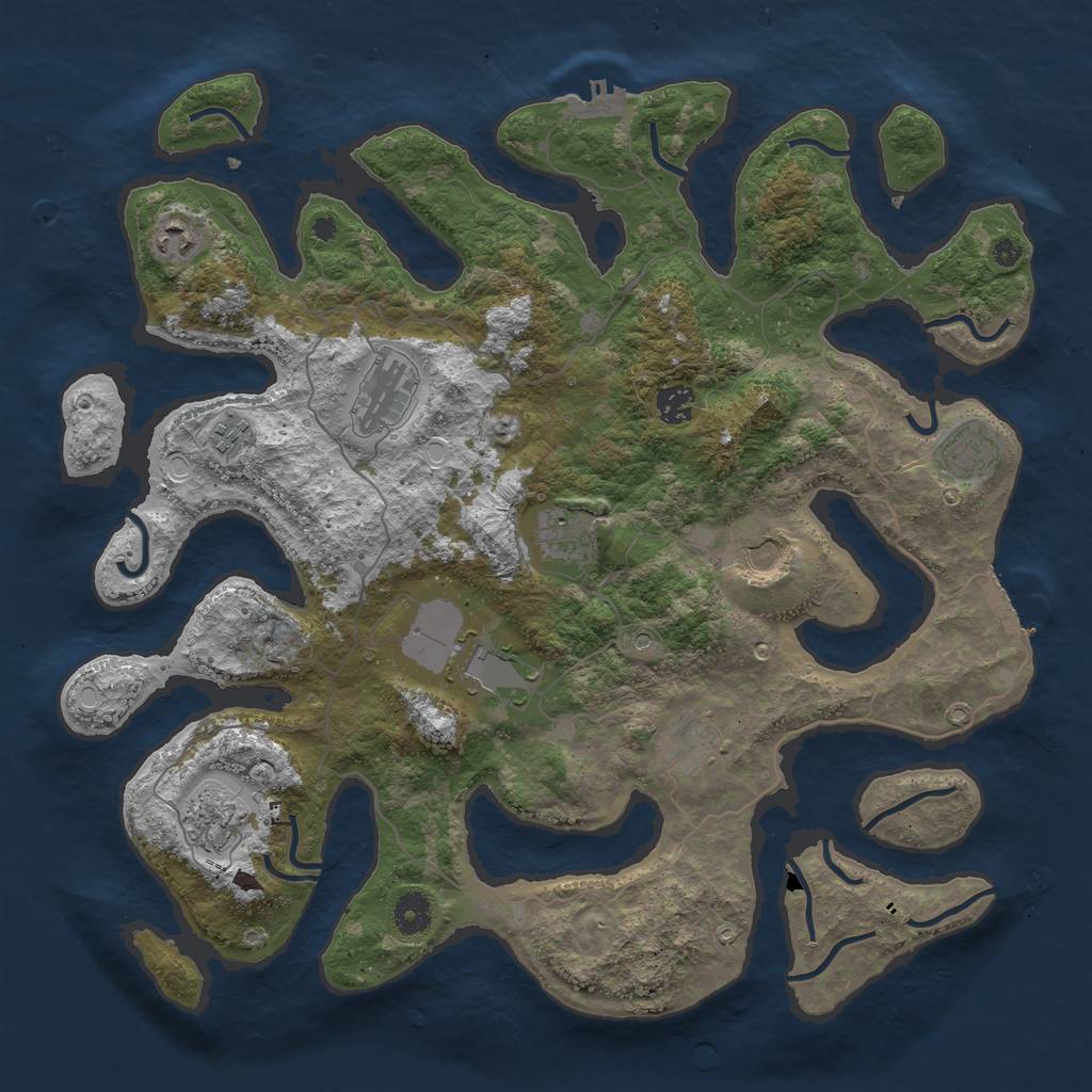 Rust Map: Procedural Map, Size: 4100, Seed: 2138906487, 21 Monuments