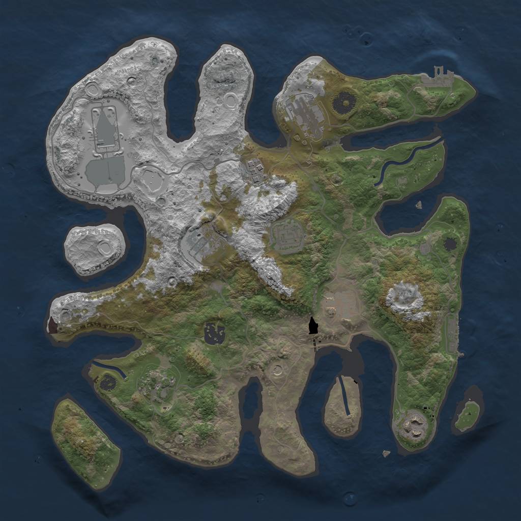 Rust Map: Procedural Map, Size: 3500, Seed: 64245072, 20 Monuments