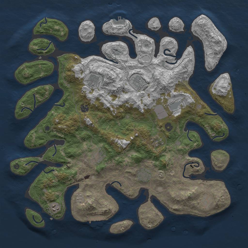 Rust Map: Procedural Map, Size: 4500, Seed: 3921395, 21 Monuments