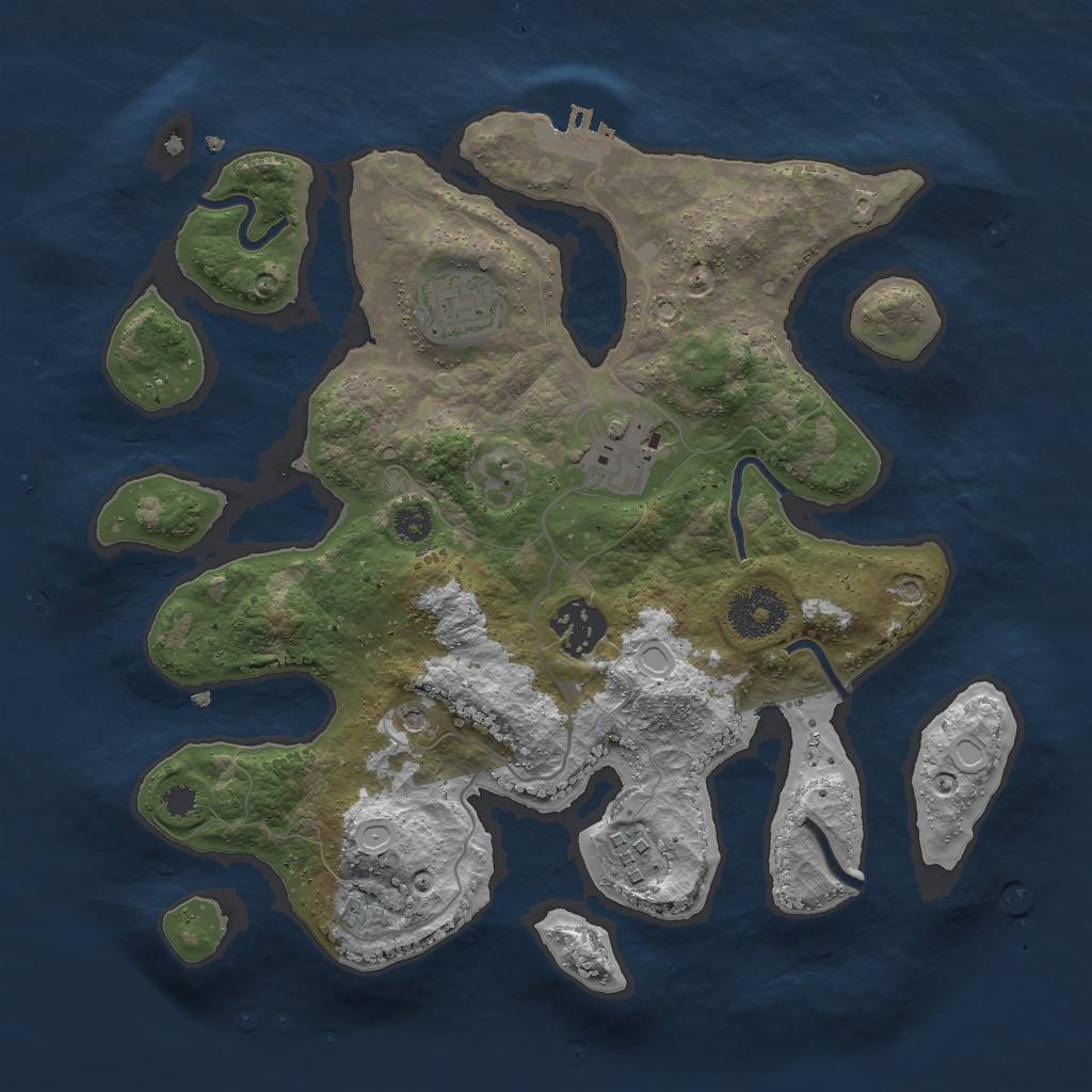 Rust Map: Procedural Map, Size: 3000, Seed: 1984723068, 14 Monuments