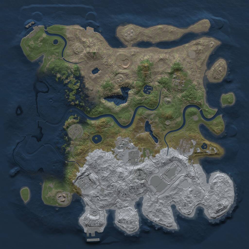 Rust Map: Procedural Map, Size: 4000, Seed: 67890, 16 Monuments