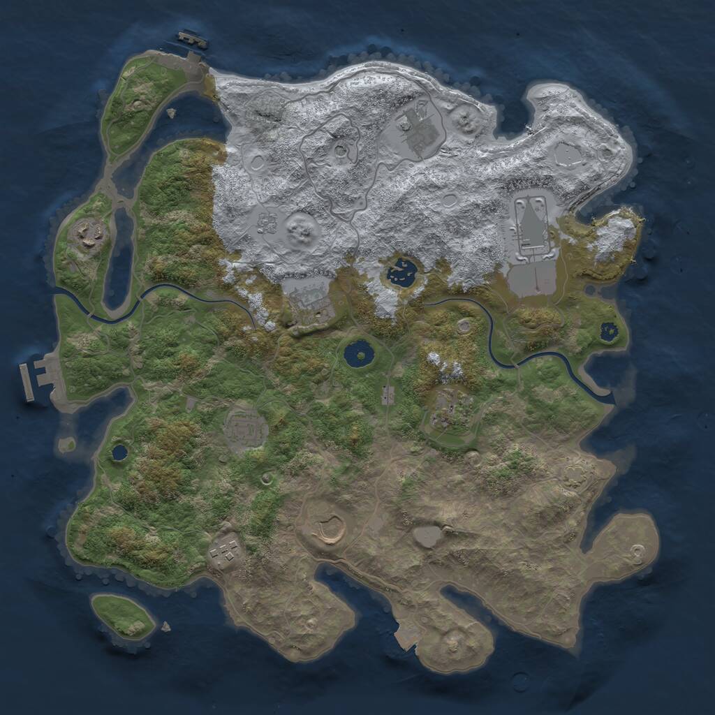 Rust Map: Procedural Map, Size: 3800, Seed: 154184, 15 Monuments