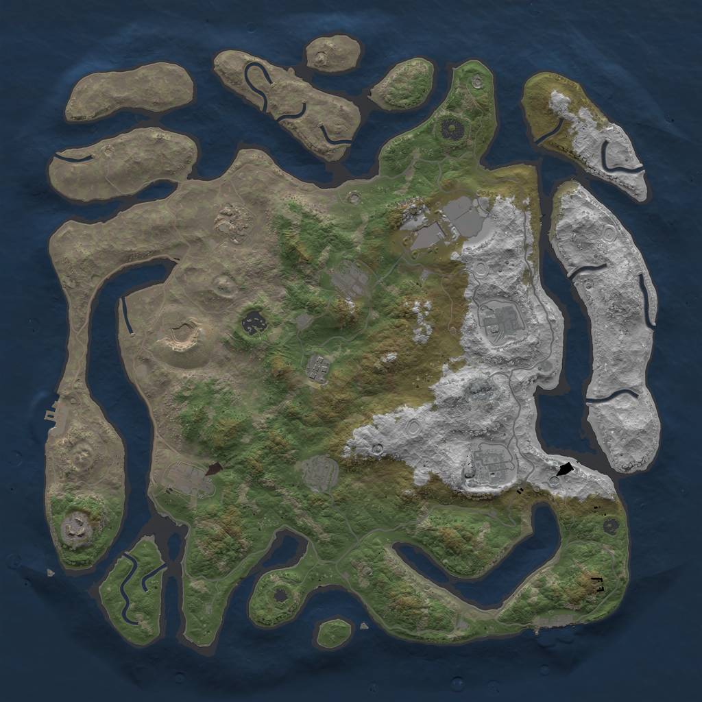 Rust Map: Procedural Map, Size: 4500, Seed: 661733606, 22 Monuments