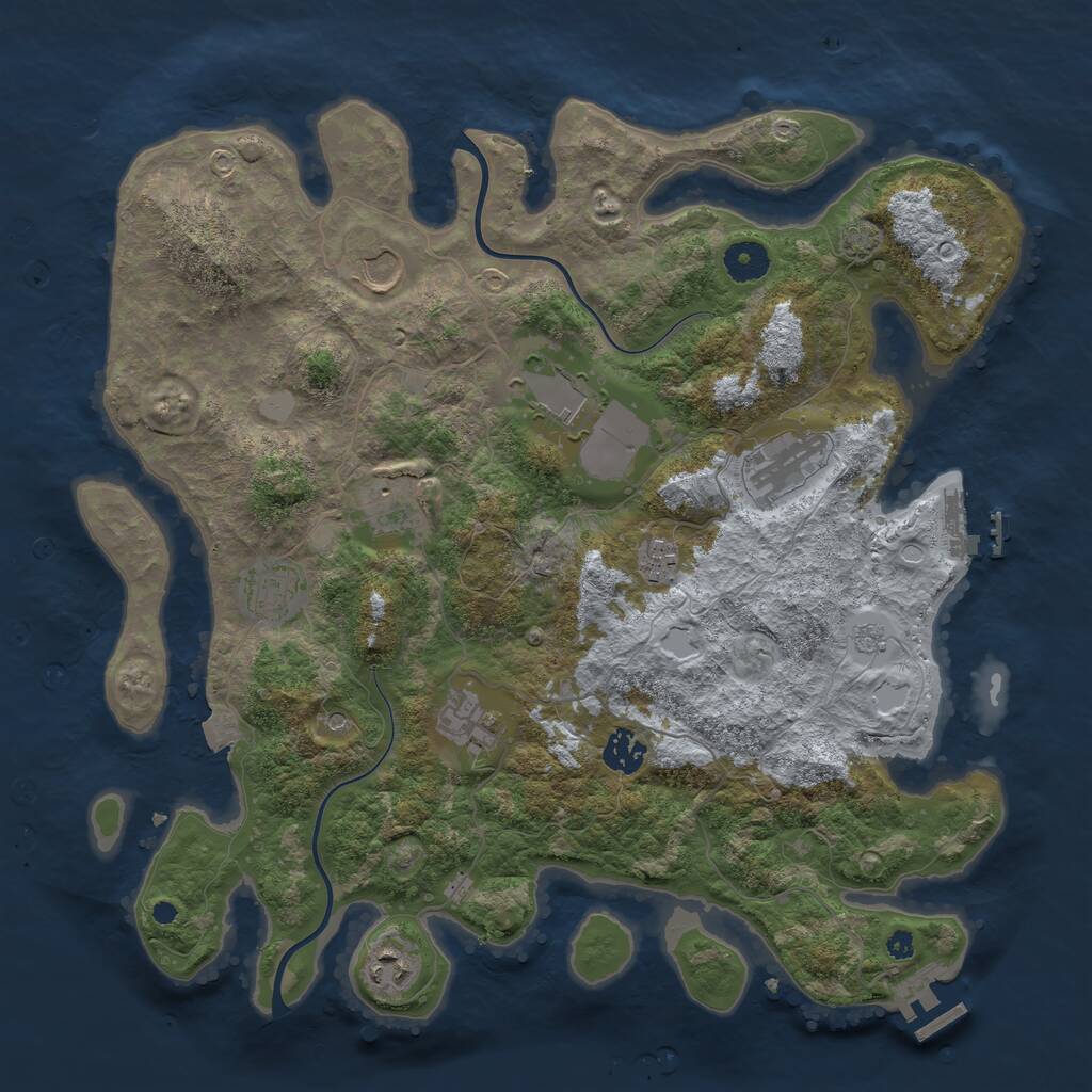 Rust Map: Procedural Map, Size: 3850, Seed: 133506681, 15 Monuments