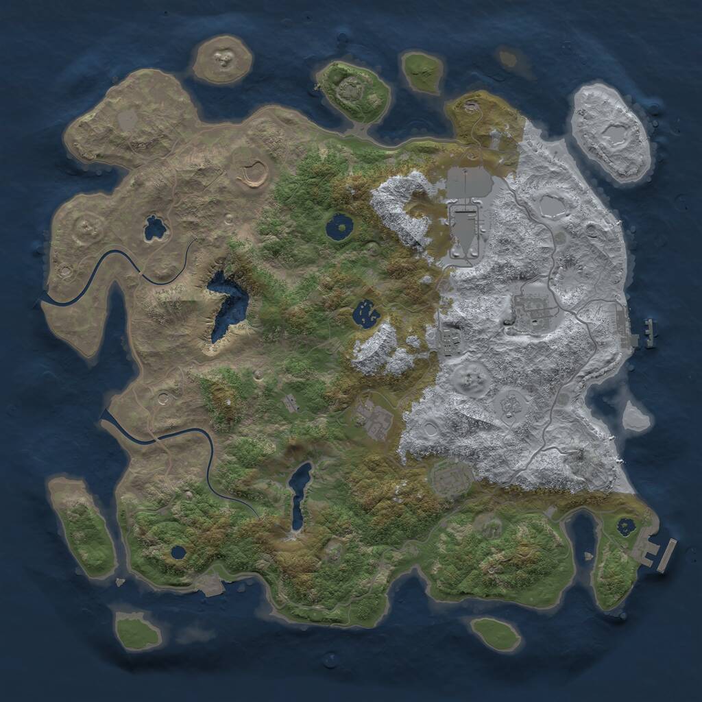 Rust Map: Procedural Map, Size: 4000, Seed: 1743701541, 13 Monuments