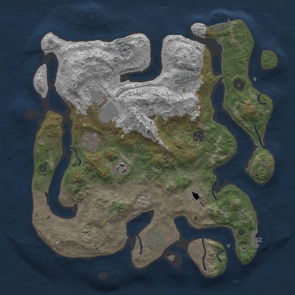 Rust Map: Procedural Map, Size: 3800, Seed: 333333333, 20 Monuments