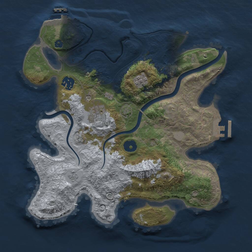 Rust Map: Procedural Map, Size: 3000, Seed: 13826, 9 Monuments