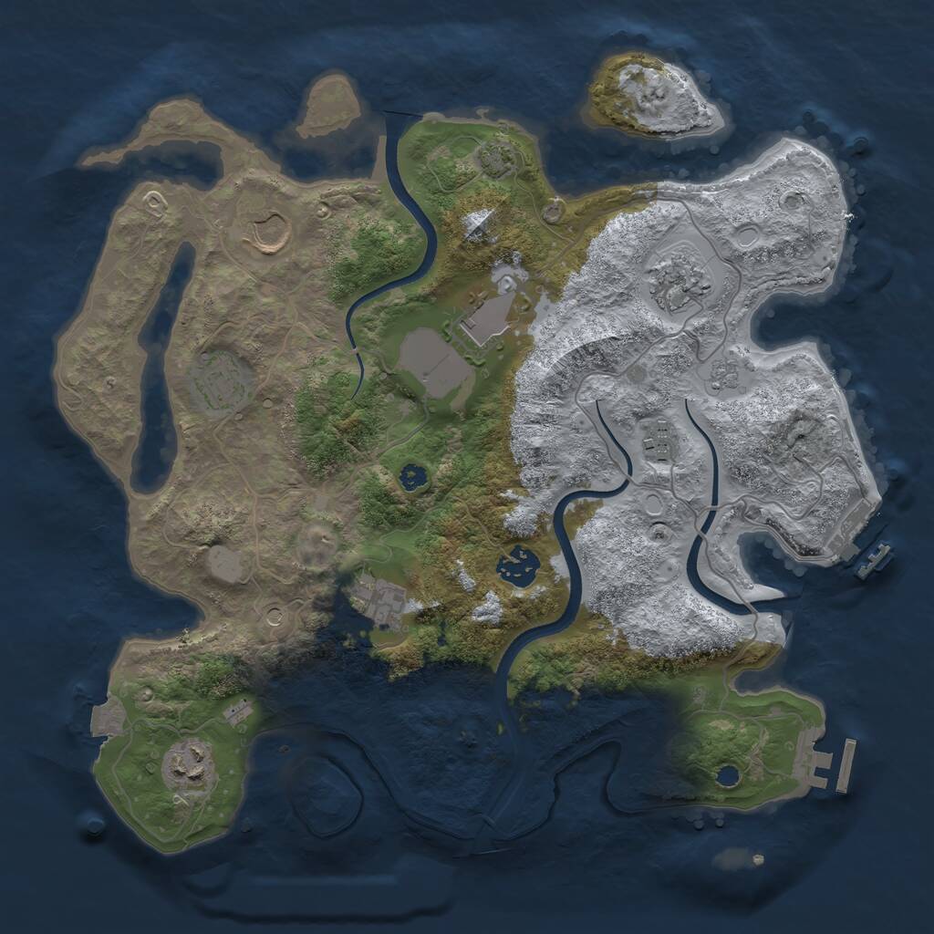 Rust Map: Procedural Map, Size: 3500, Seed: 883, 14 Monuments