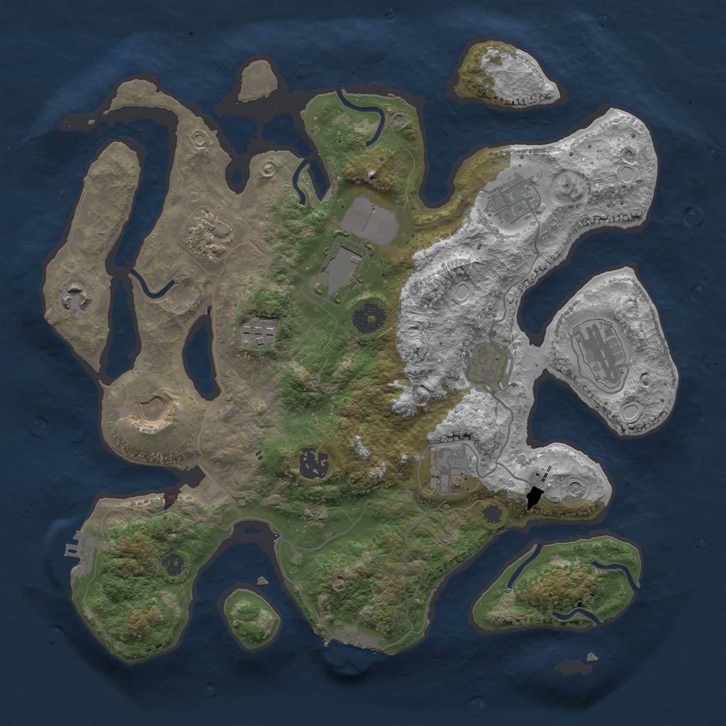 Rust Map: Procedural Map, Size: 3500, Seed: 883, 21 Monuments